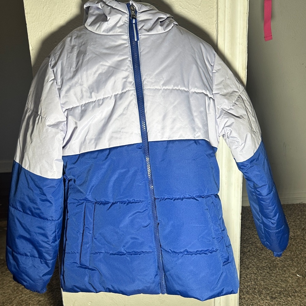 Blue and White Kids Puffer Jacket